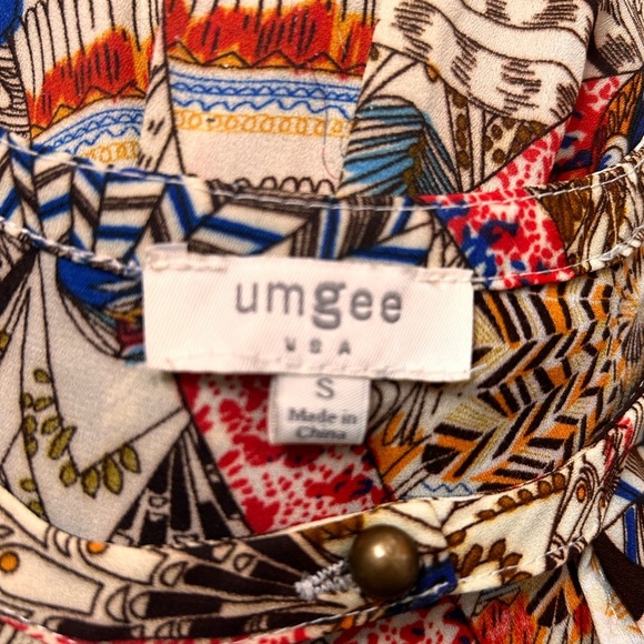 Umgee Boho Dress SM Tiered Tunic Flowy Bohemian Bell Sleeves Babydoll Oversized - Picture 9 of 11